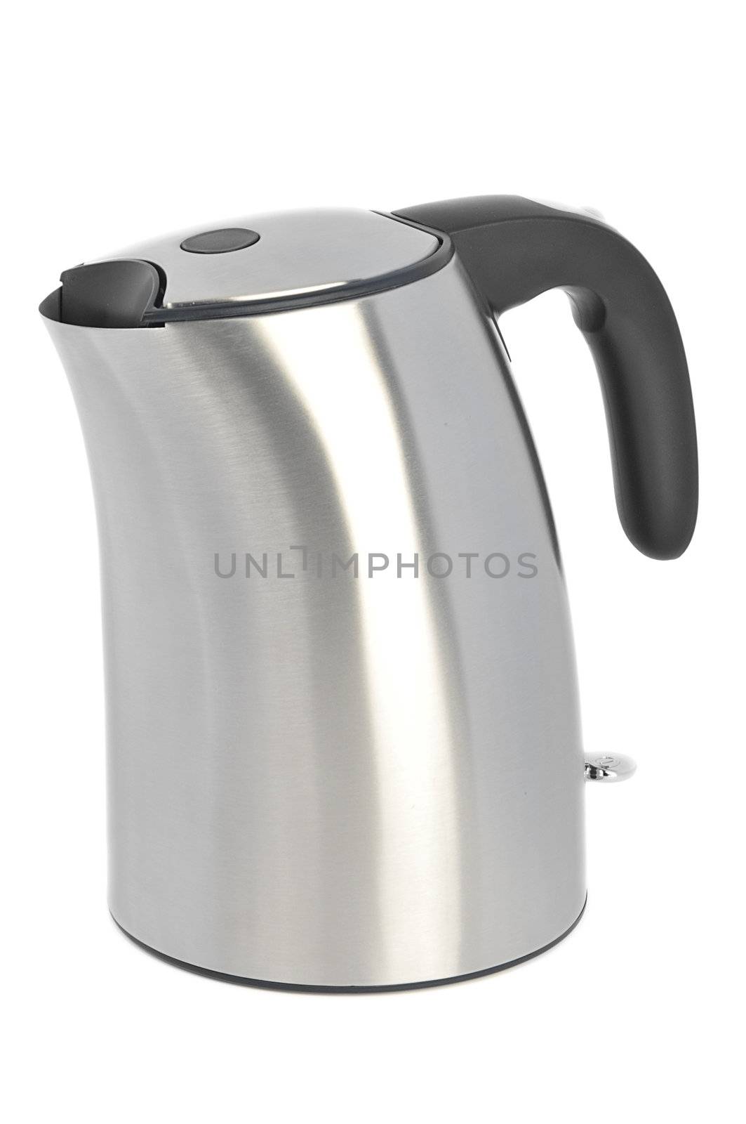Metallic electric kettle isolated on white background