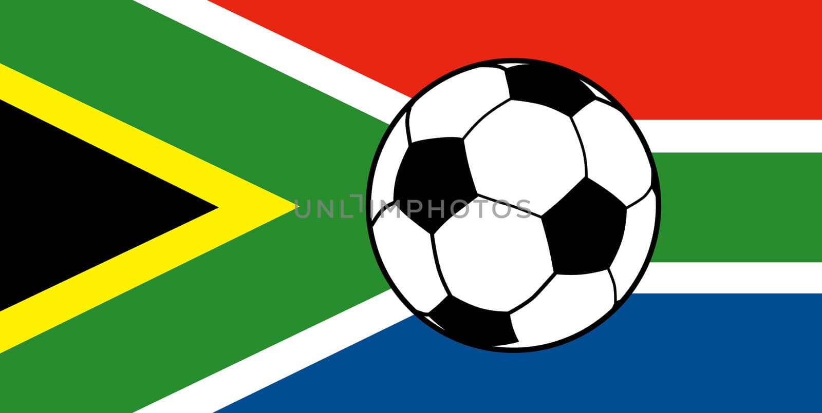 illustration of an icon showing flag of republic of south africa with soccer football ball