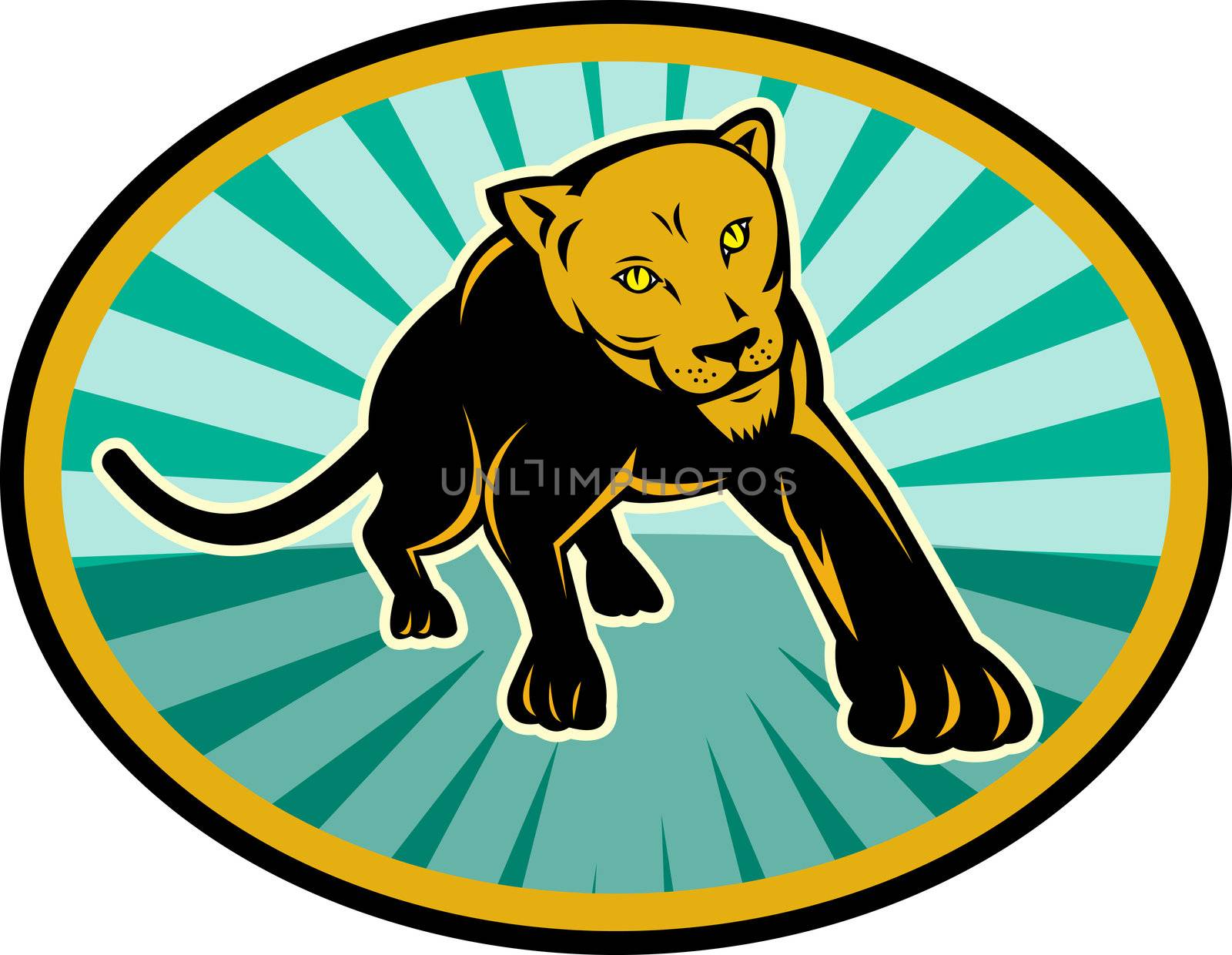 illustration of a lion or cougar crawling towards you