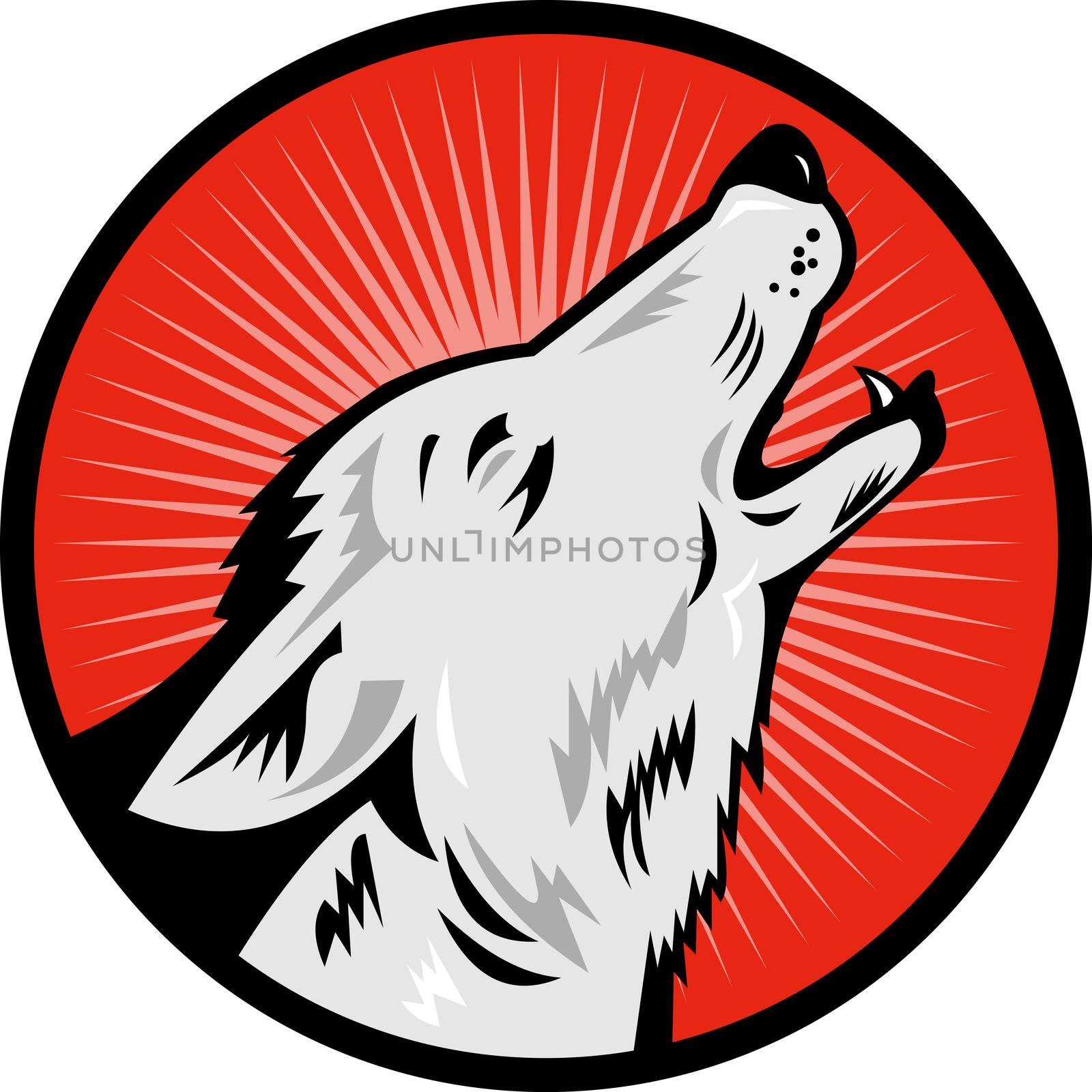 illustration of a wolf howling side view