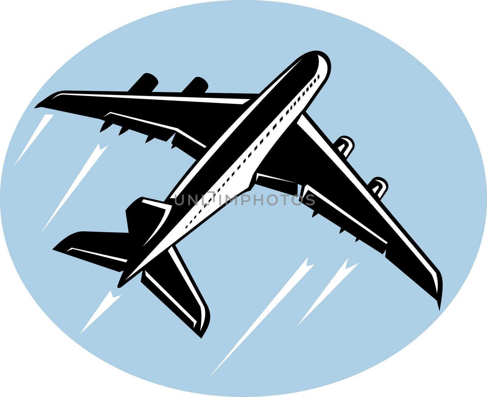 illustration of a Jumbo jet airliner taking off