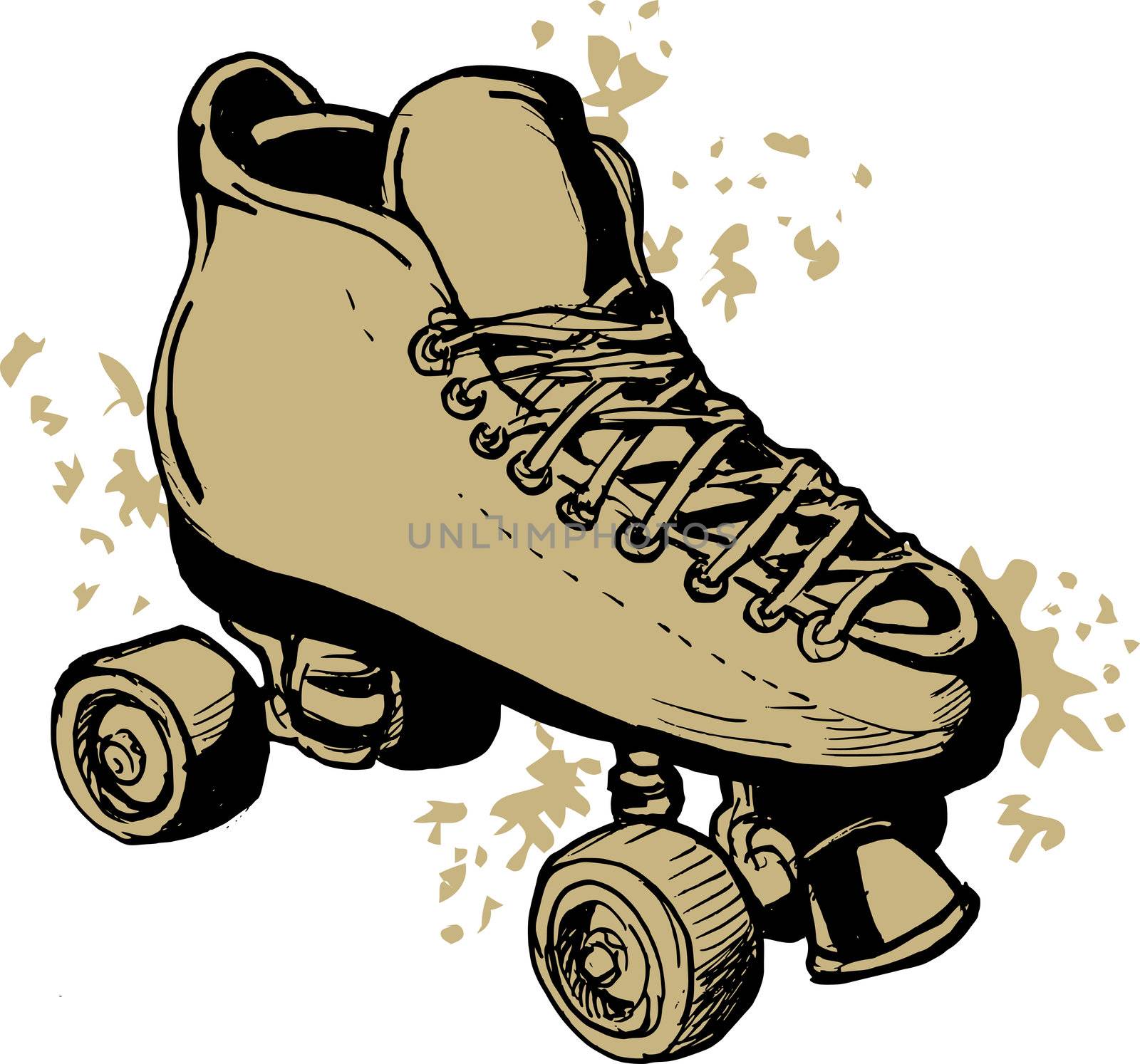 illustration of a Hand drawn Roller skates  isolated on white background.
