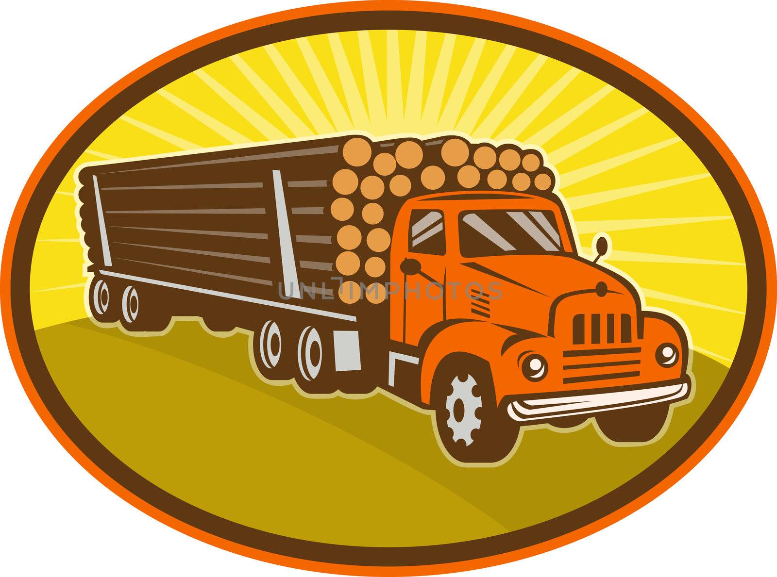 illustration of a vintage logging truck