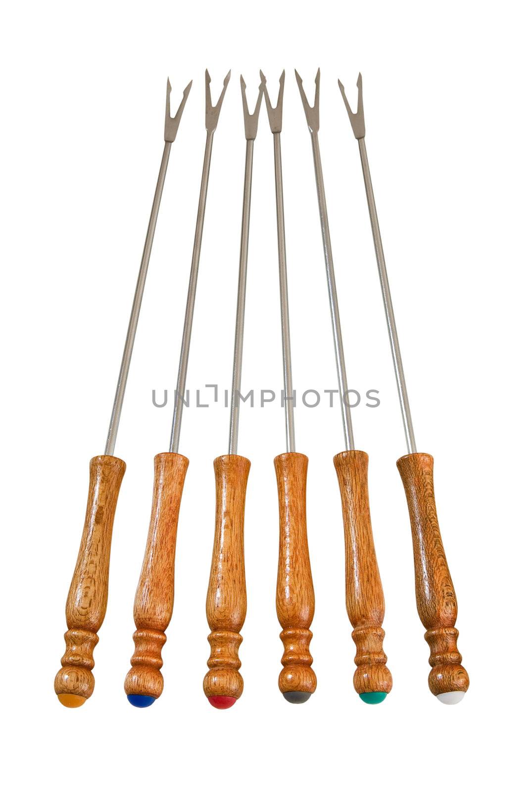 Characteristic forks used for fondue or bourguignonne