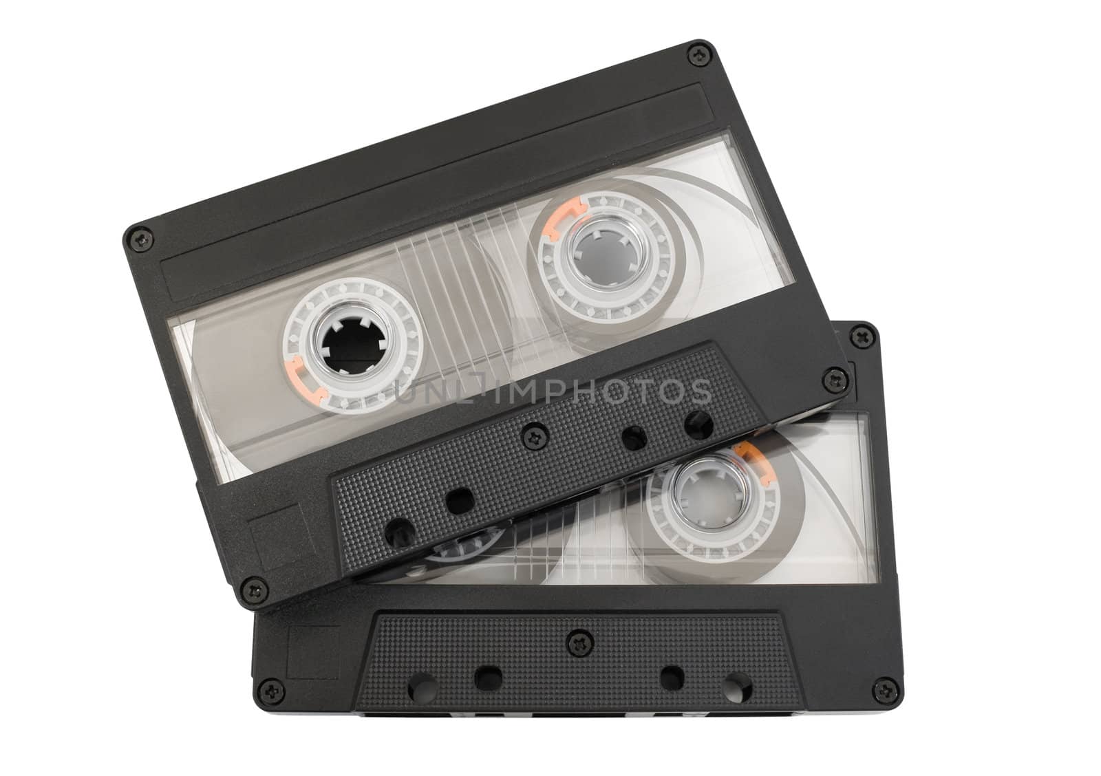 Two cassette tapes isolated on white background
