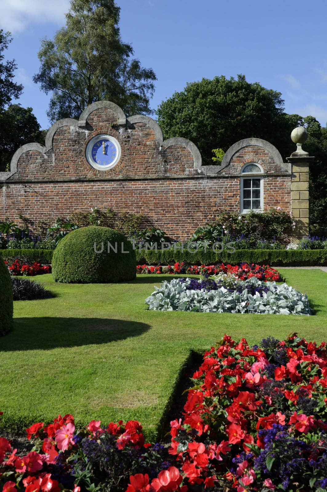 Formal gardens at Erddig Hall in Wrexham Wales UK