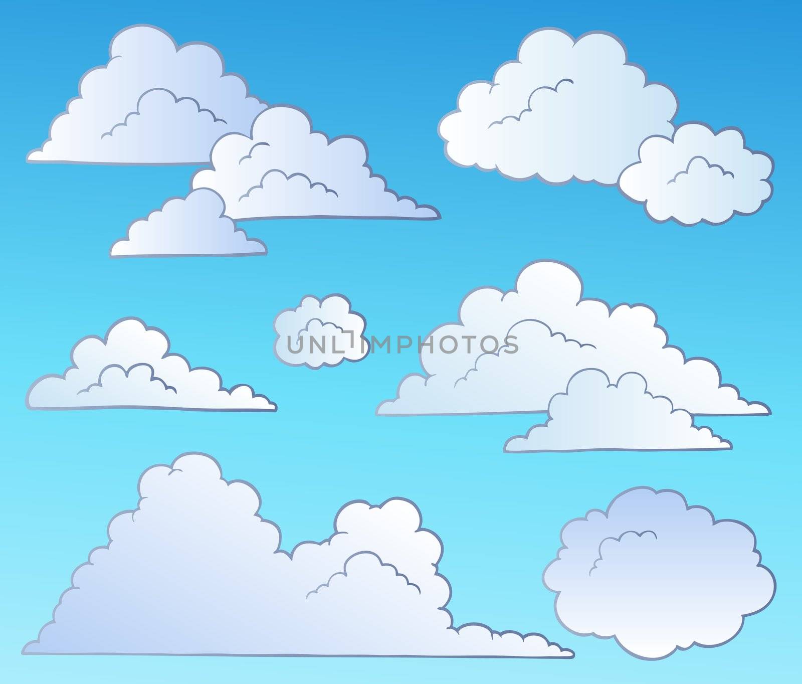 Cartoon clouds collection - vector illustration.