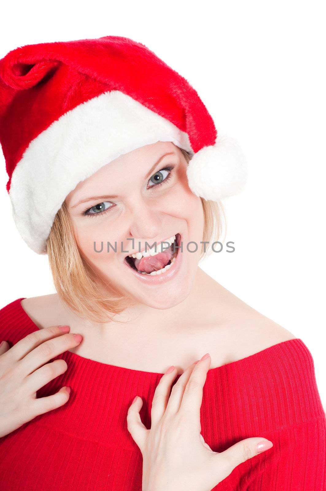 Portrait of beautiful woman santa by anytka