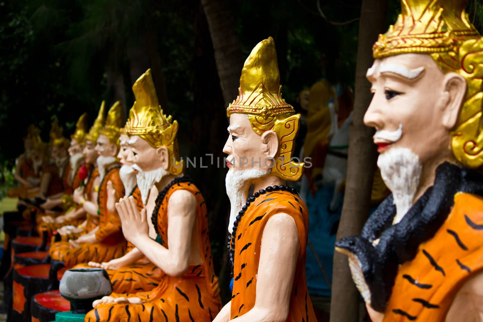 Ascetic statue in Thai style molding art in Temple Thailand