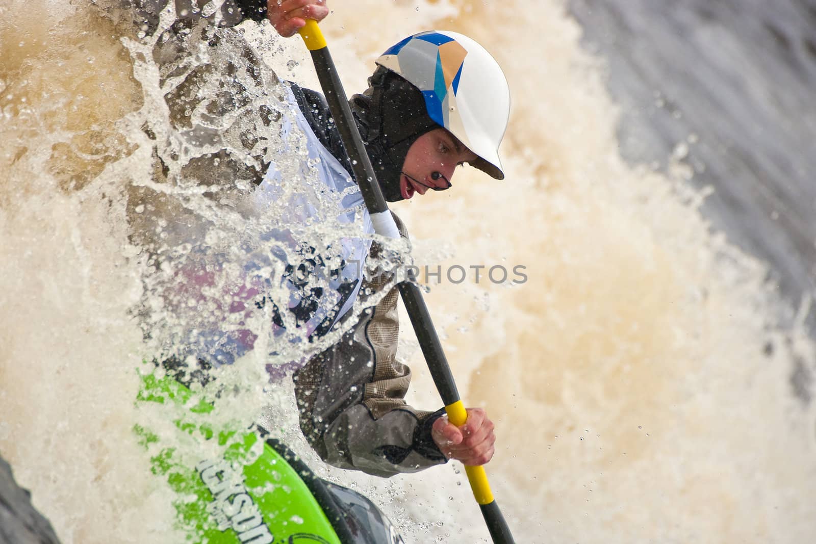 Kayak freestyle on whitewater, Russia, Msta, may 2010