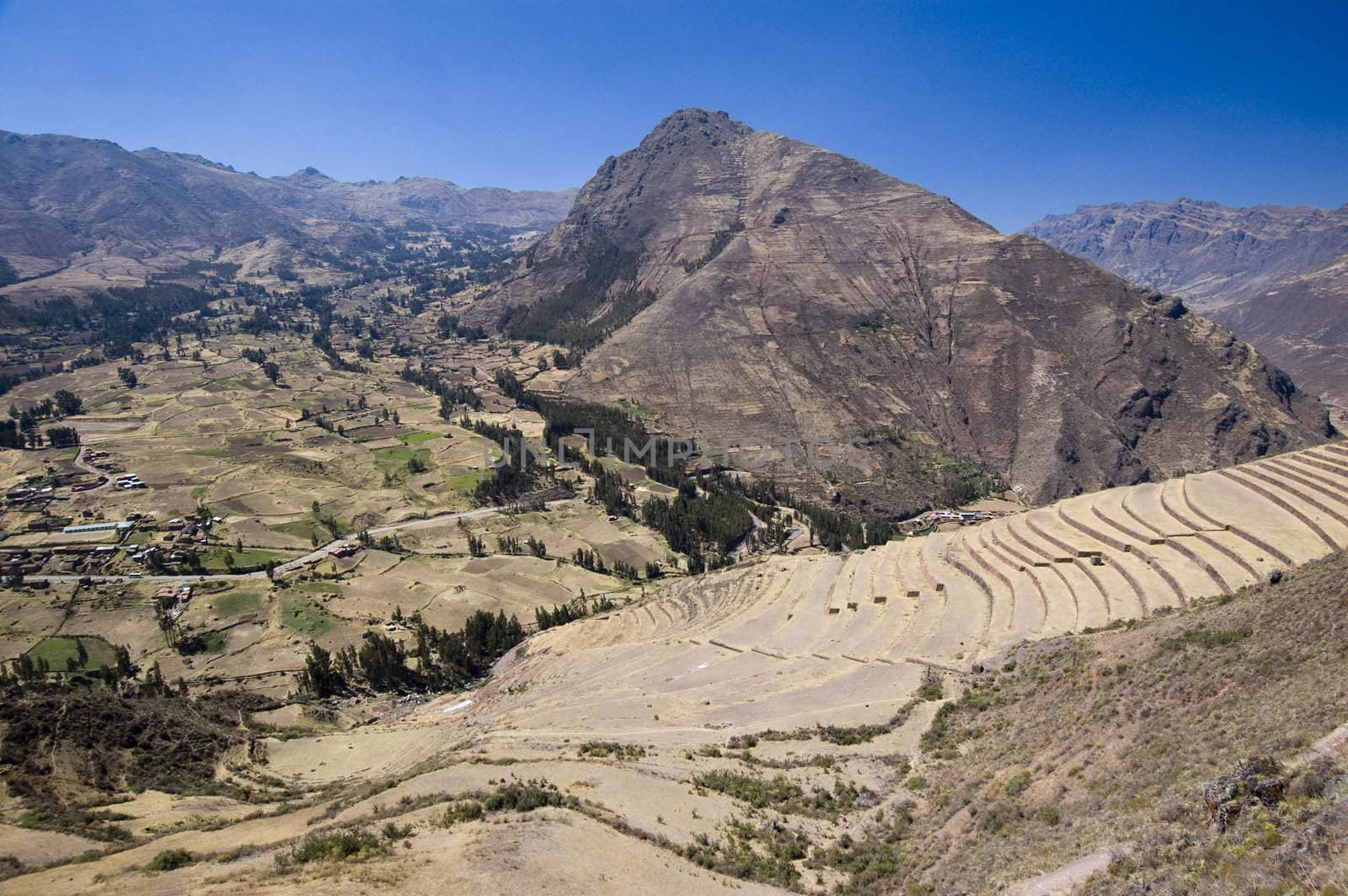 Pisac ruins - Peruvian Terraced Landscape in the Sacred Valley - Best of Peru