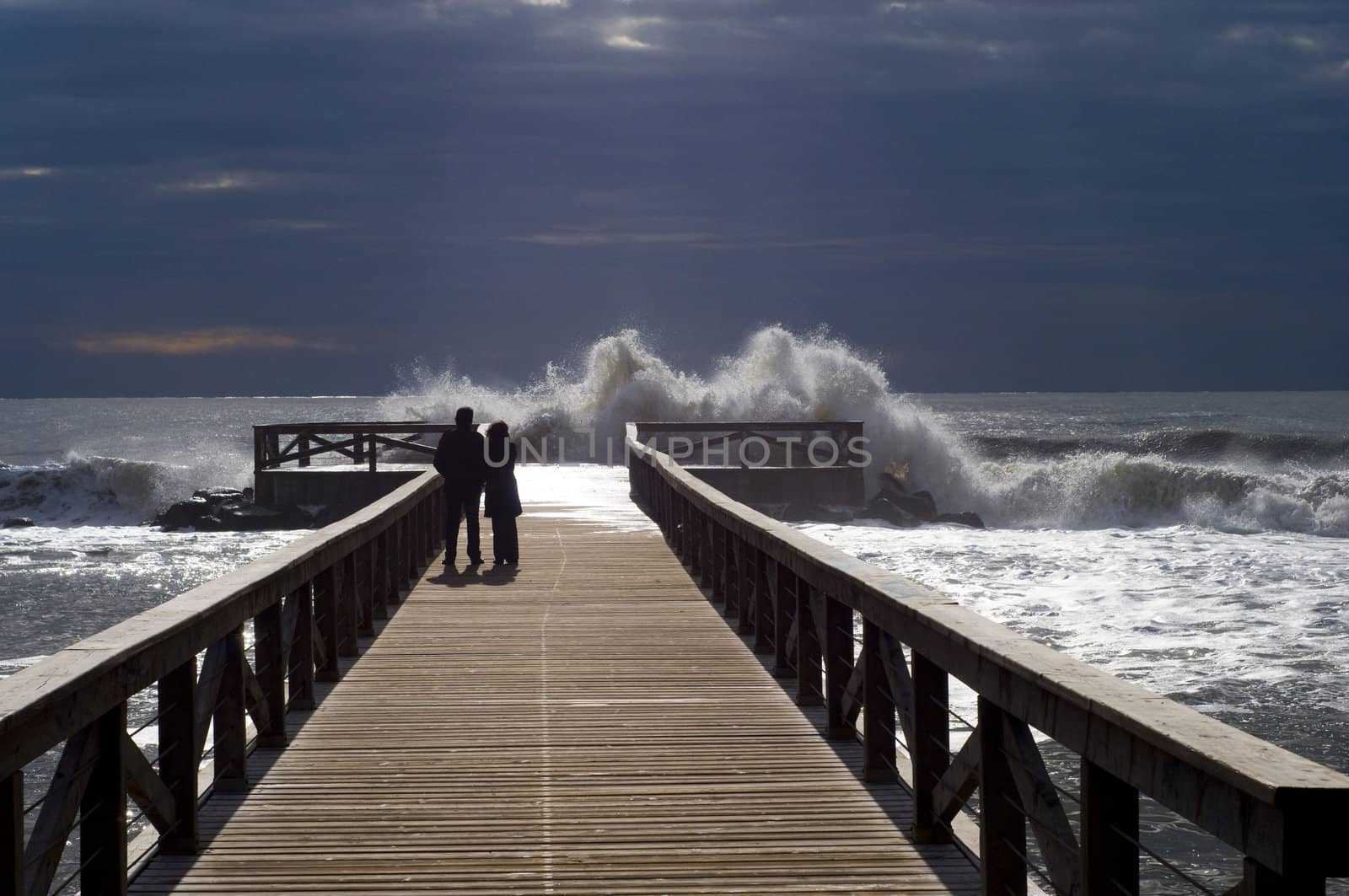 Wooden Pier in Winter sea