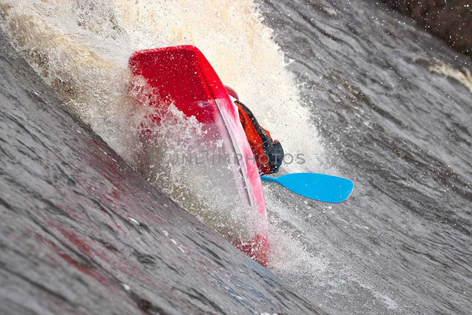 Kayak freestyle on whitewater, Russia, Msta, may 2010