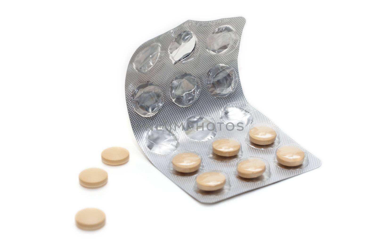 Capsules with vitamin packed insulated on white background
