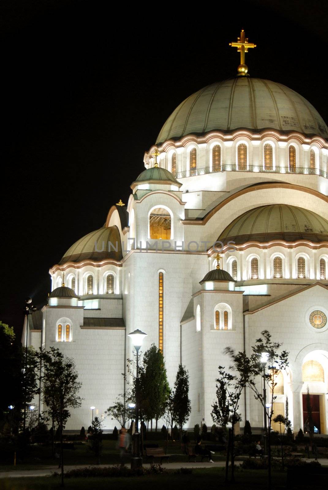 Sveti Sava cathedral at night in Belgrade, Serbia