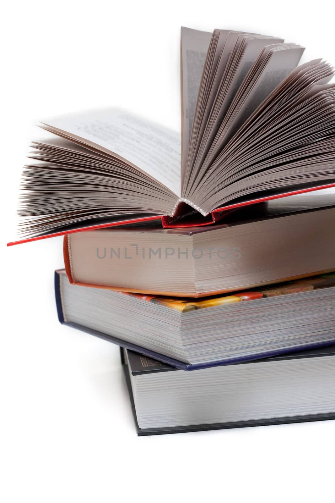 Pile of the books insulated on white background