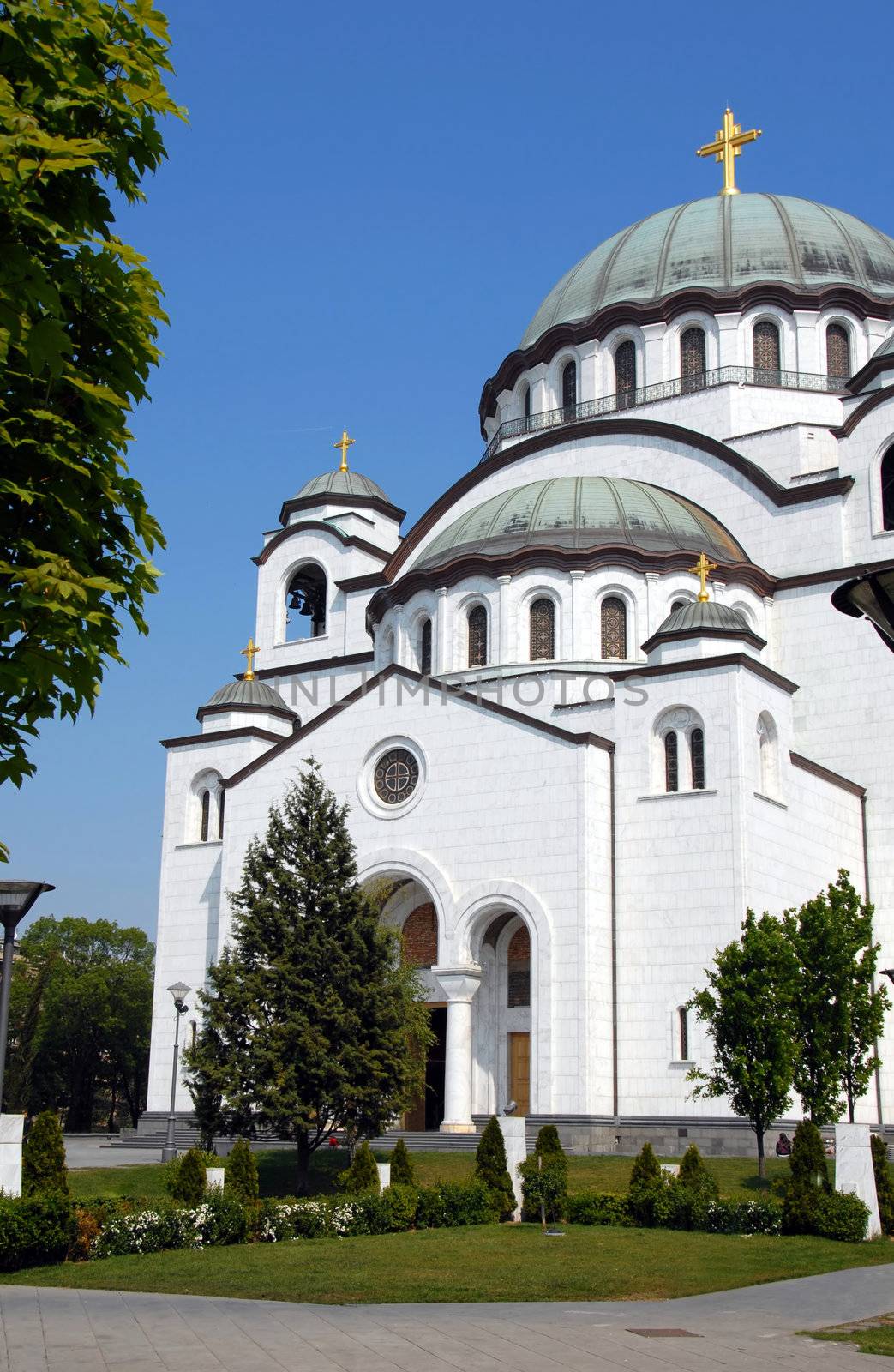 Sveti Sava cathedral over blue sky in Belgrade, Serbia