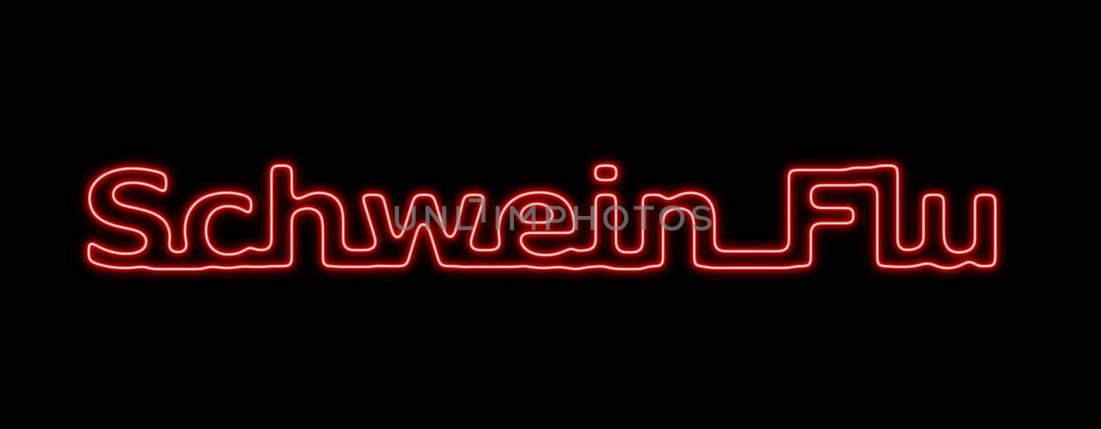 Neon sing about the schwein flu on black background