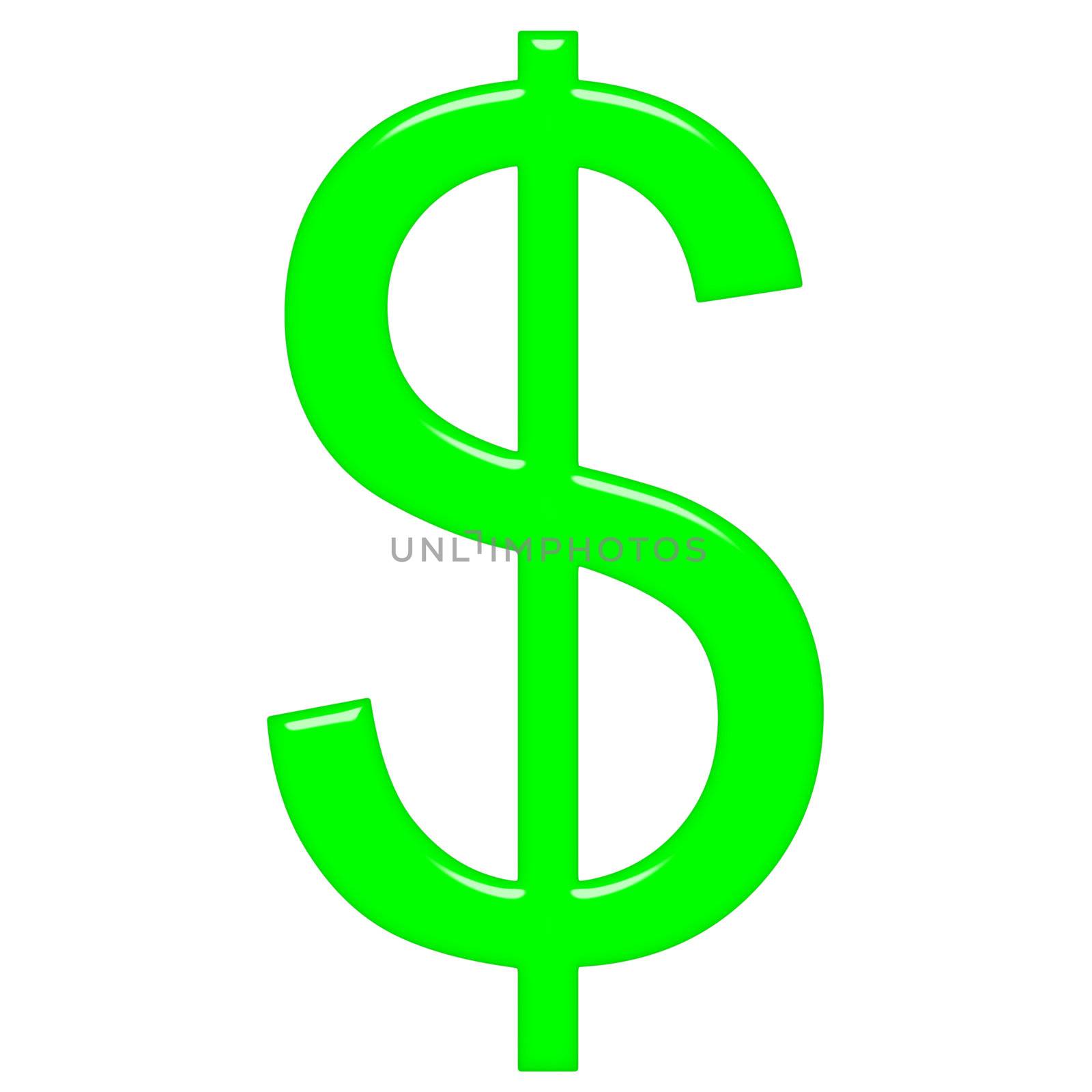 3d dollar symbol isolated in white