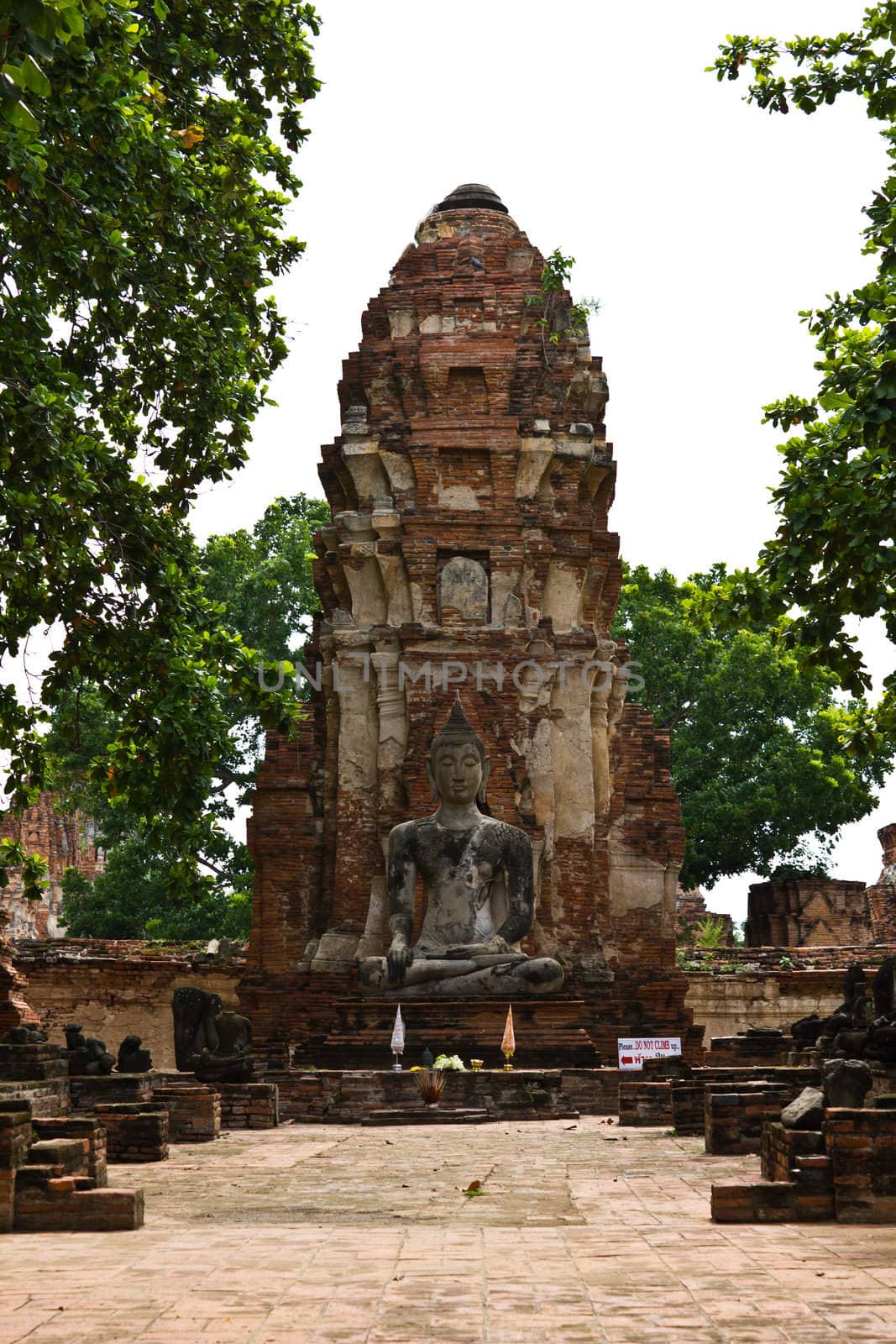 Buddha Image in Wat  Mahathat Ayutthaya of Thailand by lavoview