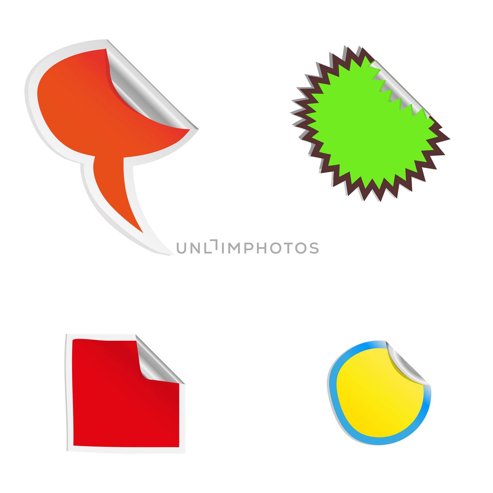 Vector Collection of various colorful stickers and labels.