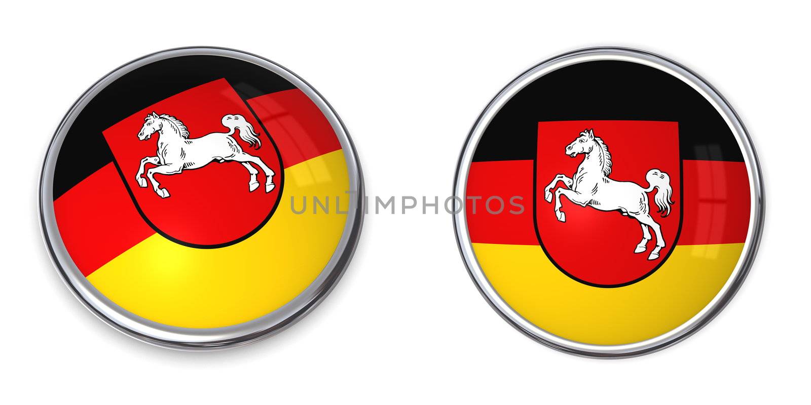 button style banner in 3D of Lower Saxony/Niedersachsen/Germany