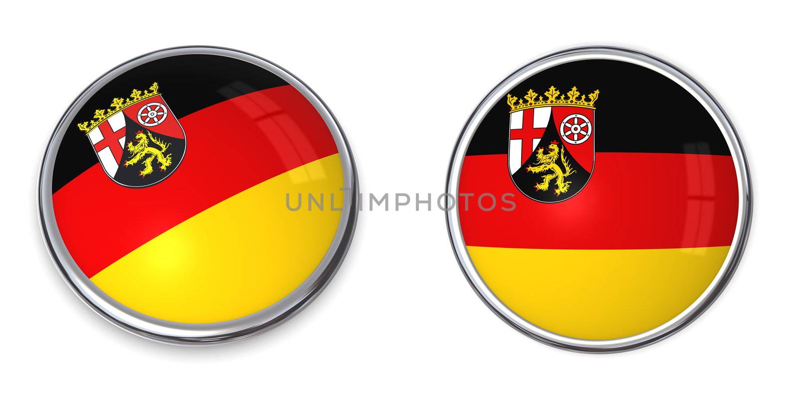 button style banner in 3D of Rhineland-Palatinate/Rheinland-Pfalz/Germany