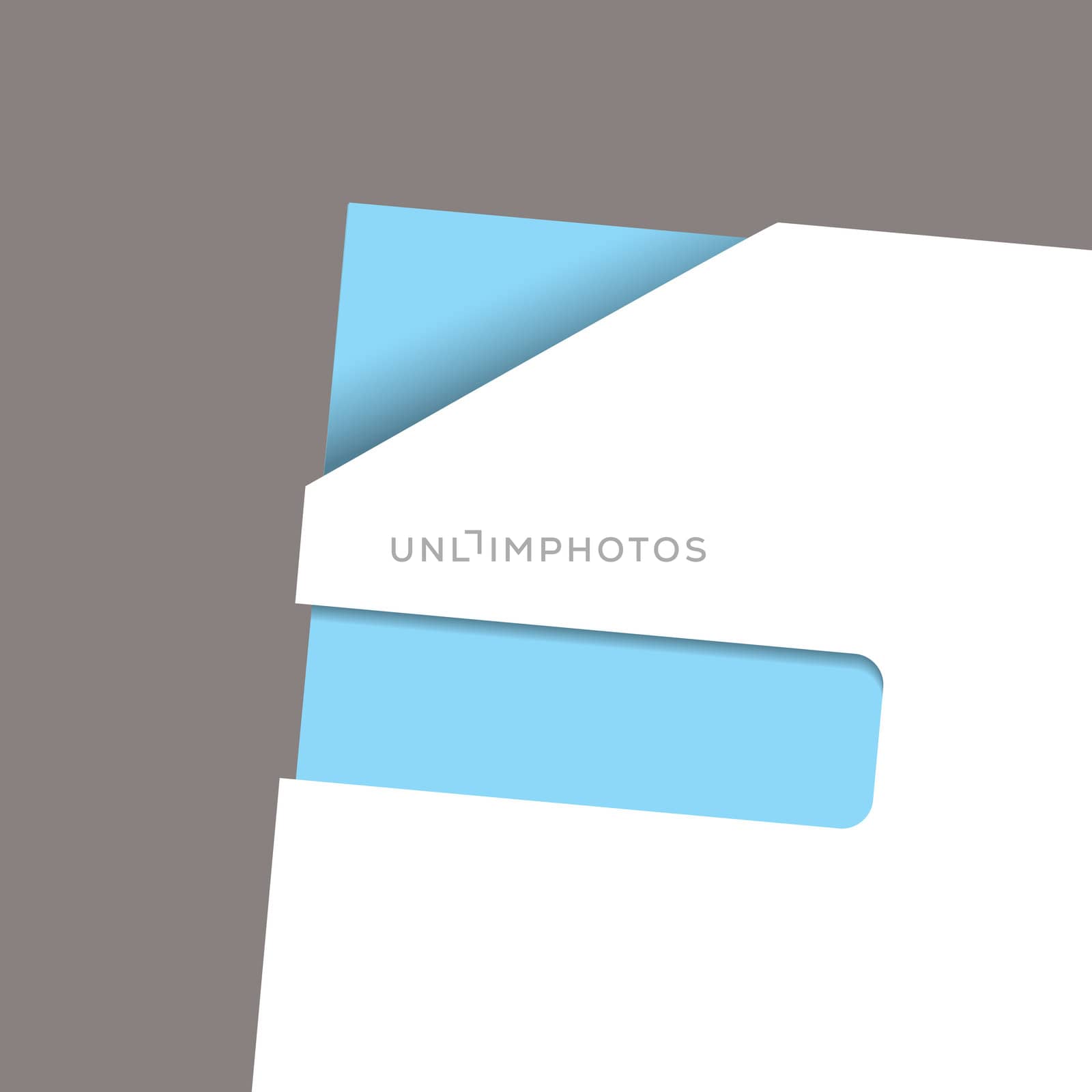 piece of white paper with slot and corner removed blue card