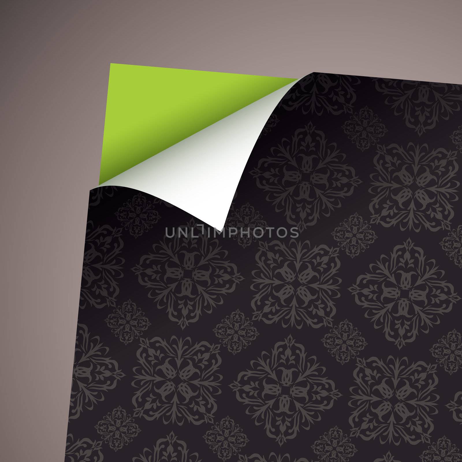 Retro wallpaper pattern background with green card and shadow