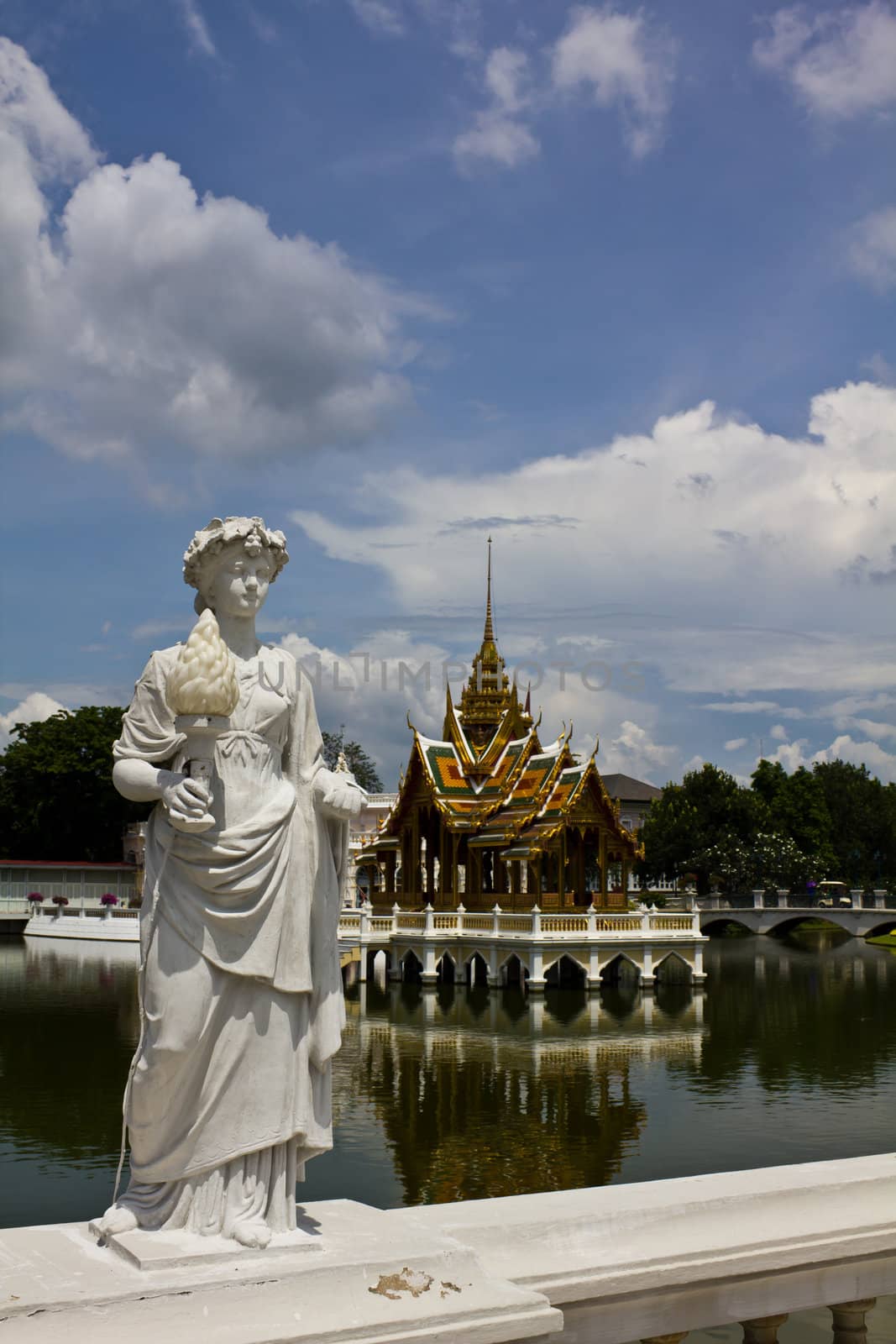 Statue at Bang Pa-In Palace Ayutthaya Thailand (Summer Palace of the Thai king)