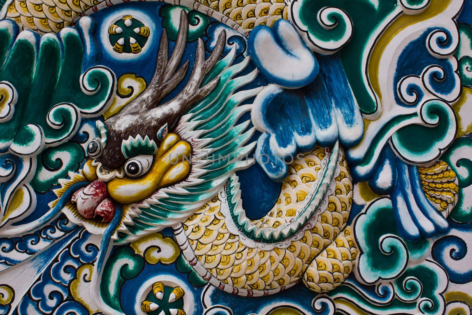 China dragon stucco at Bang pa-in Palace Ayutthaya Thailand