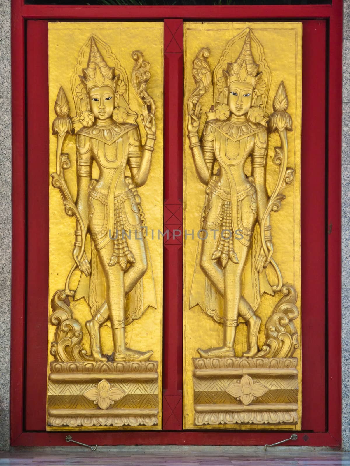 Deva, Angle, Door in temple Thailand