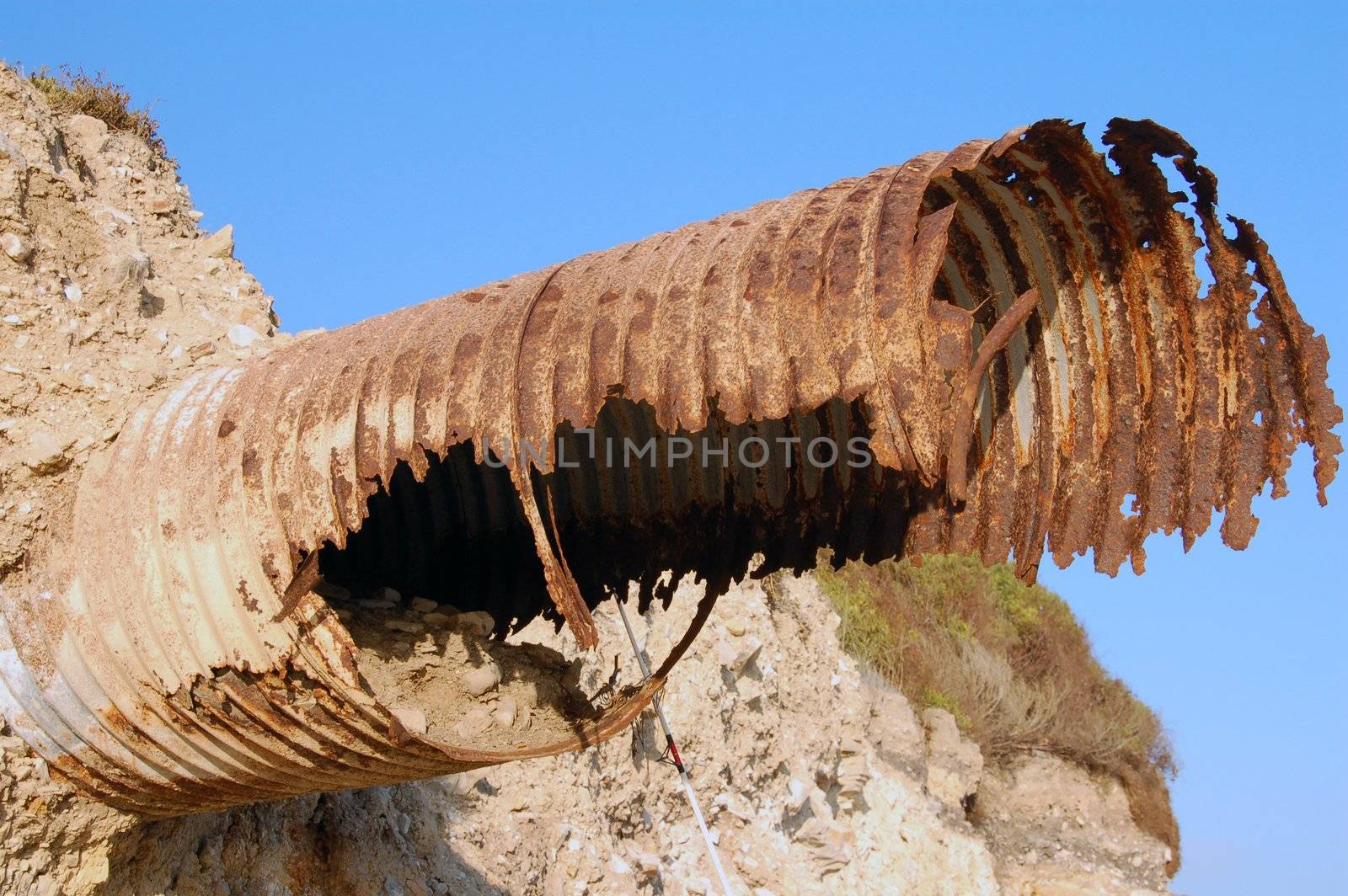 an isolated shot of a rusted iron Pipe