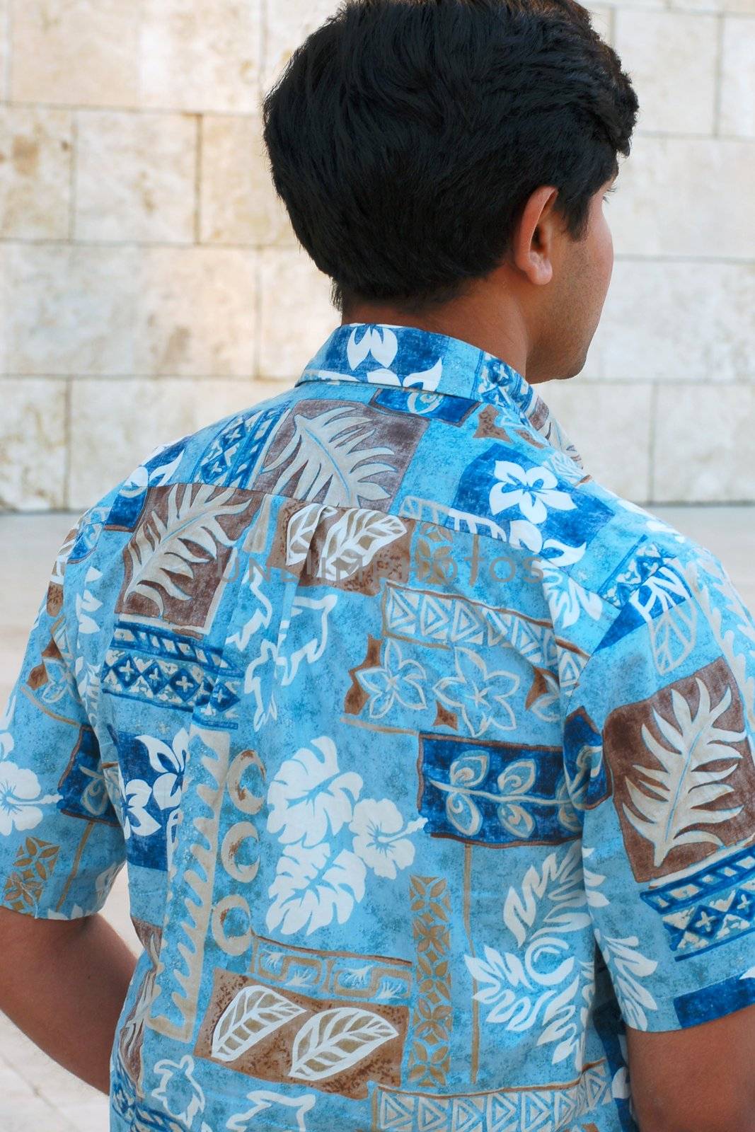 an isolated shot of turquoise blue Hawaii Aloha Shirt