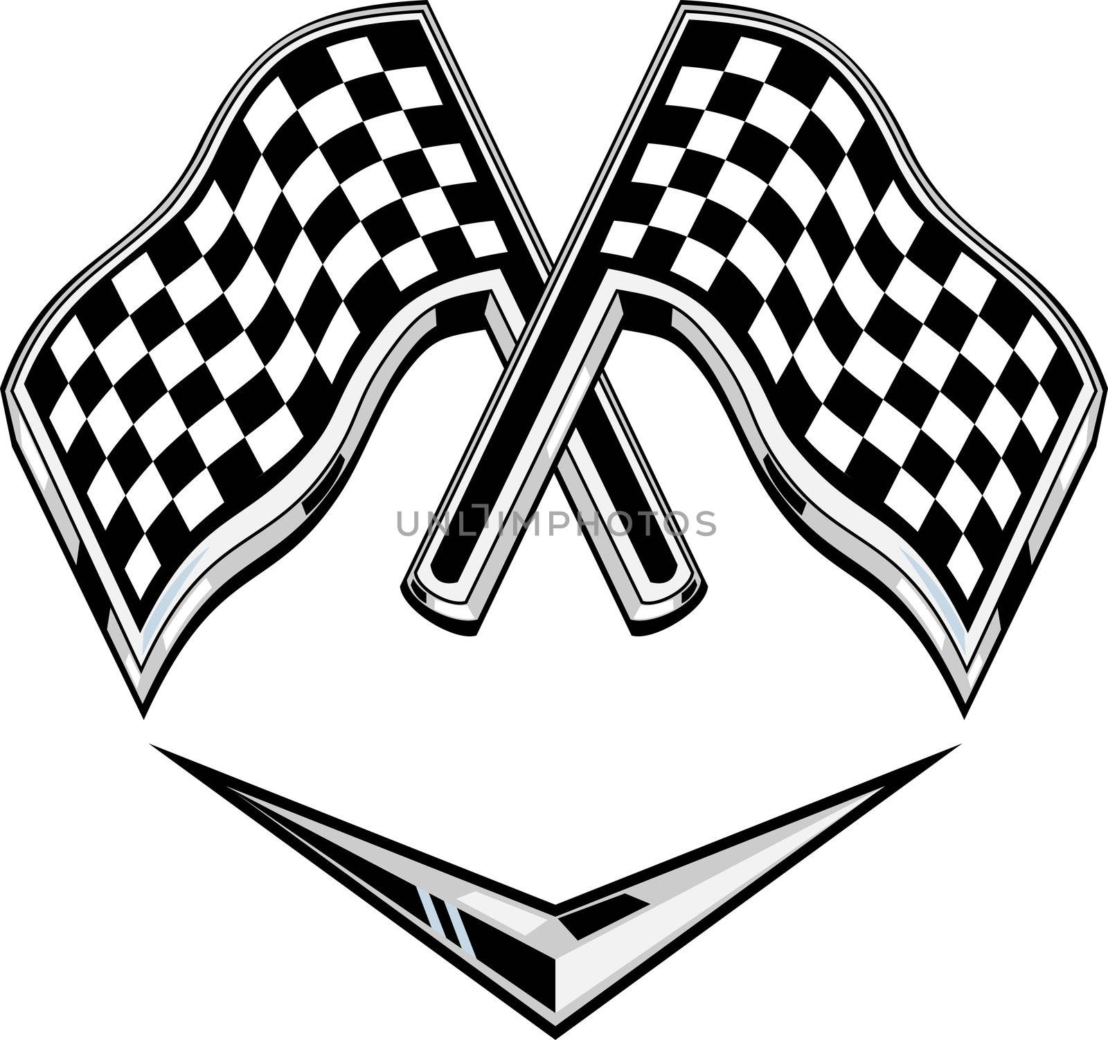 metallic racing checkered flag crossed by patrimonio