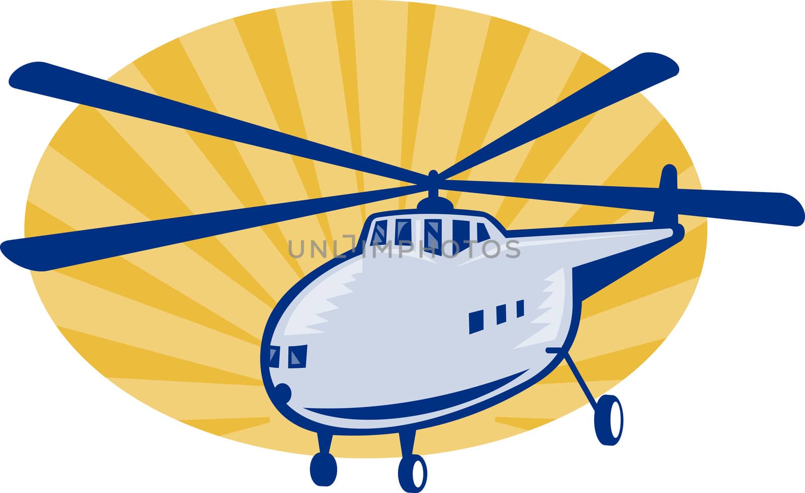 illustration of a Retro style helicopter or chopper