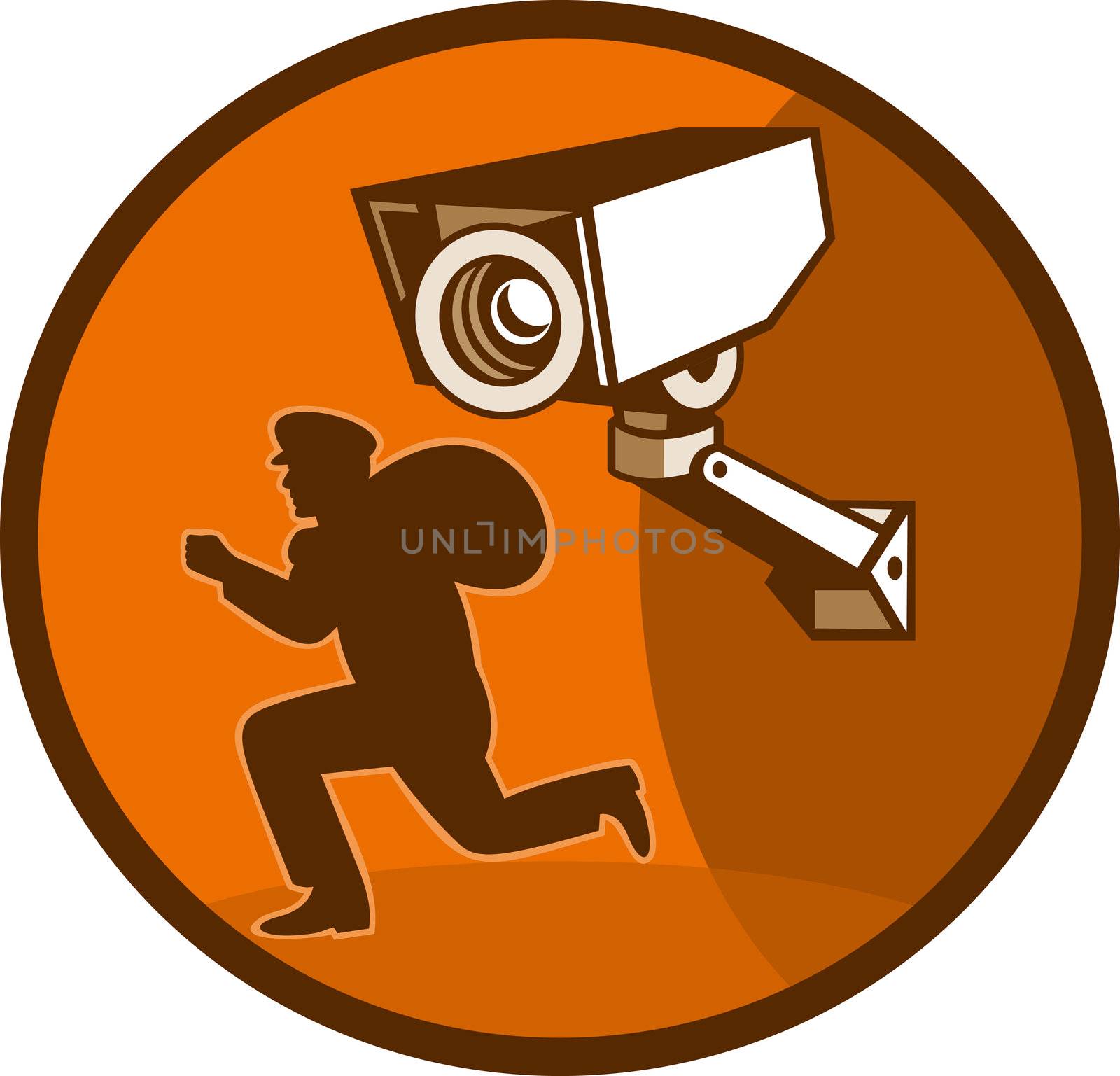 Security surveillance camera burglar thief running by patrimonio