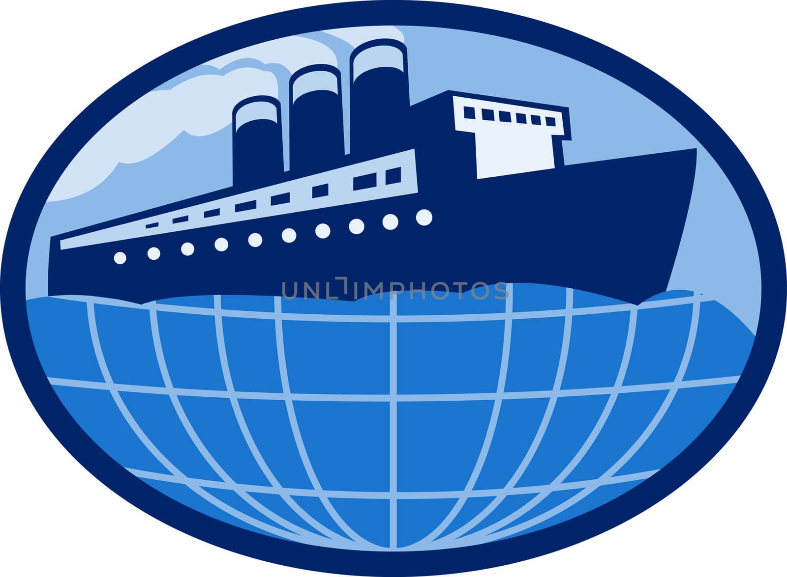 Ocean passenger  liner boat ship globe  by patrimonio