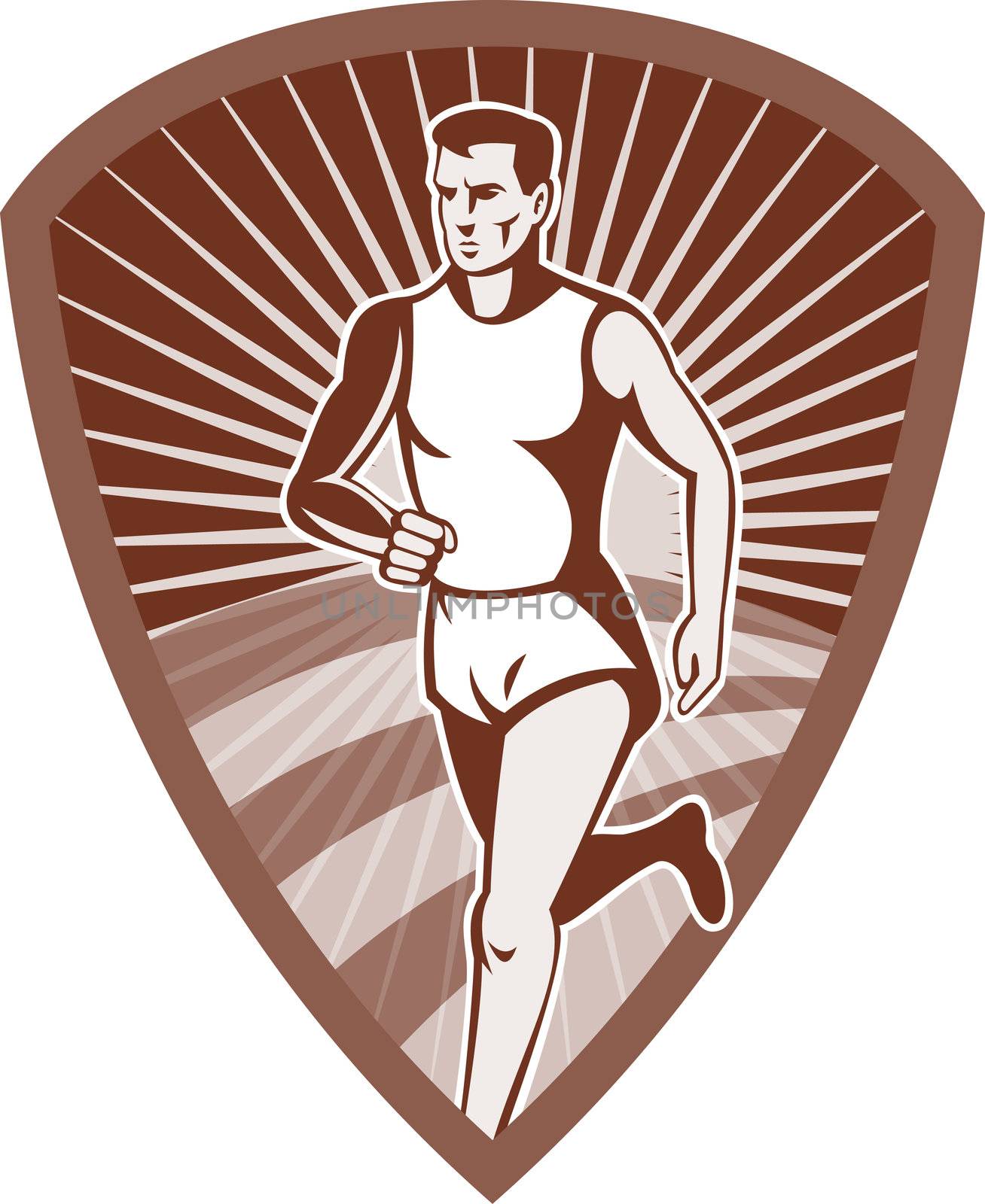 Marathon athlete sports runner shield by patrimonio