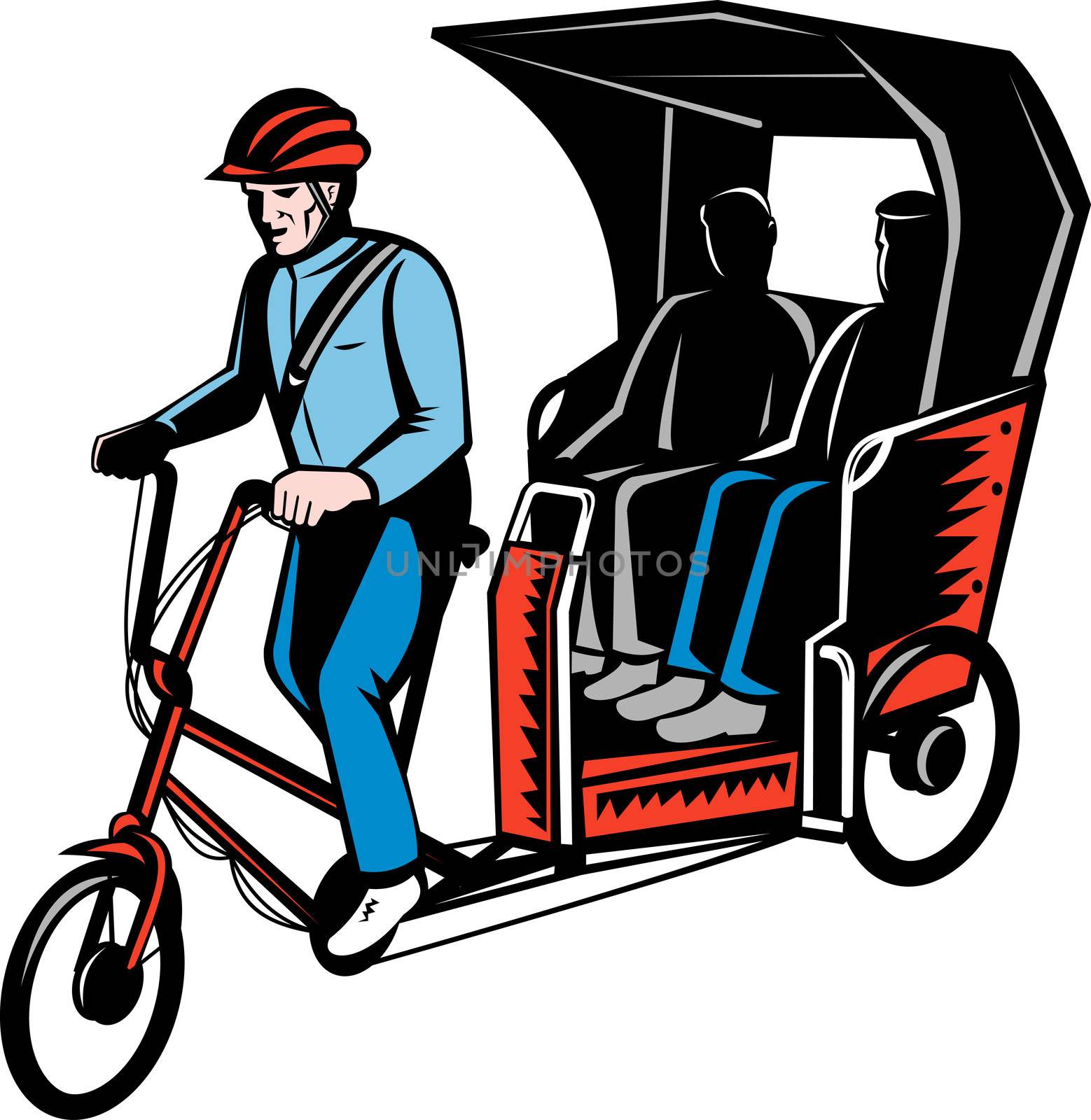 Cycle Rickshaw with driver and passenger by patrimonio