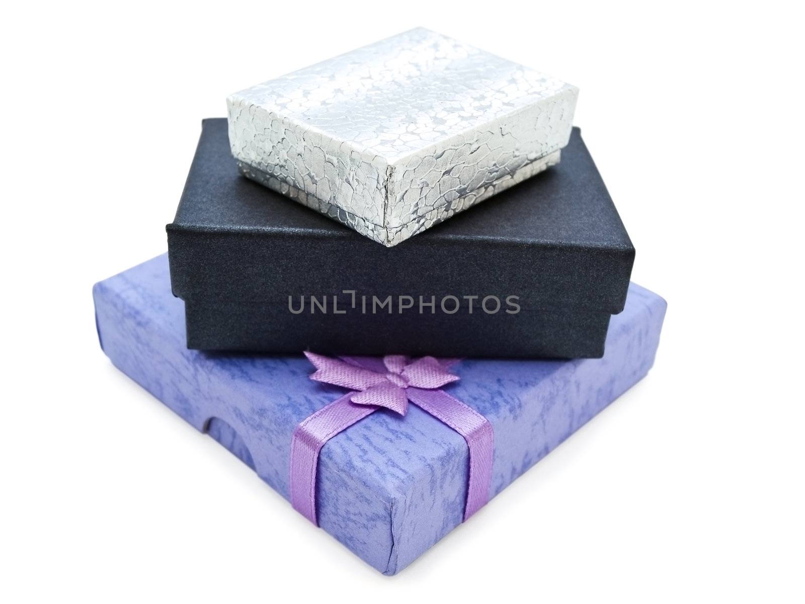 multicolored gift boxes against the white background