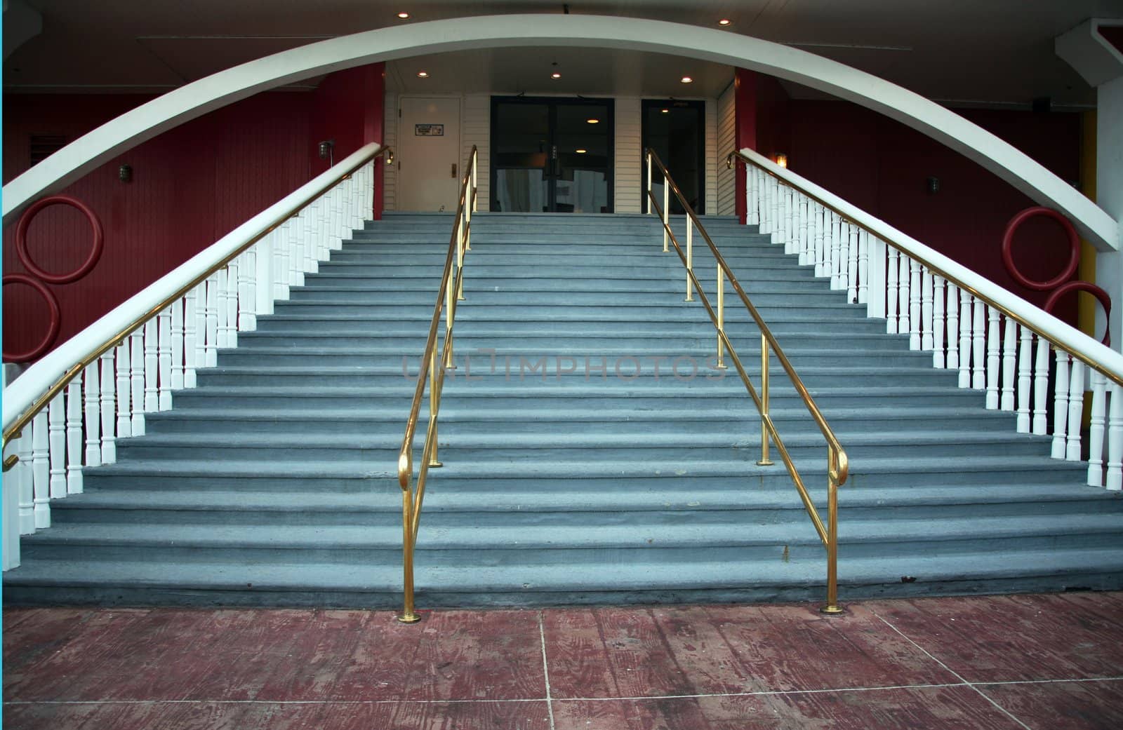 Stairway with brass bannisters
