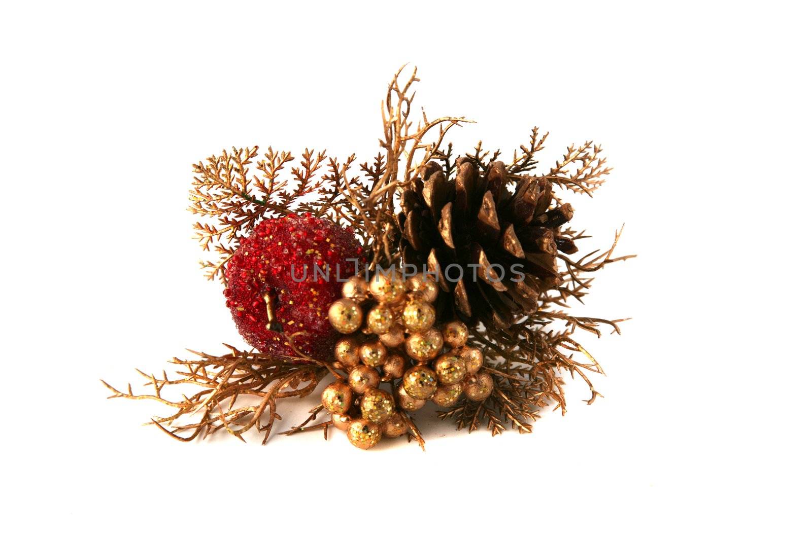 Apple and berry Christmas decoration with pine cone