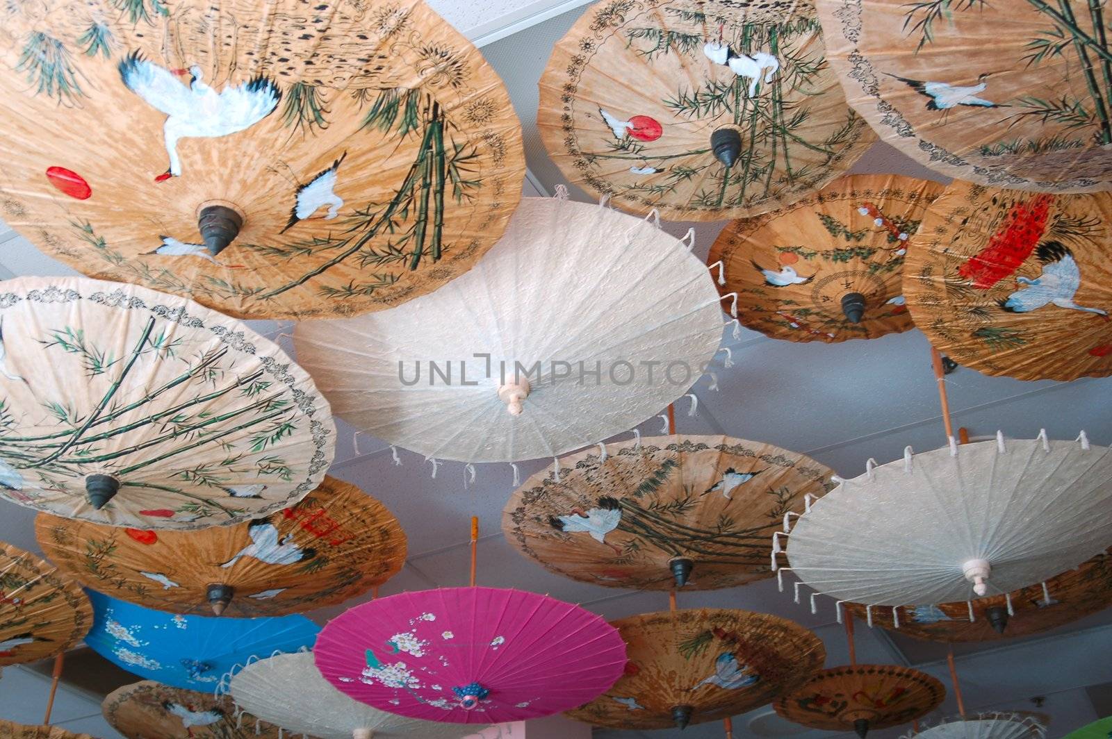 an isolated shot of Chinese Decor Umbrellas