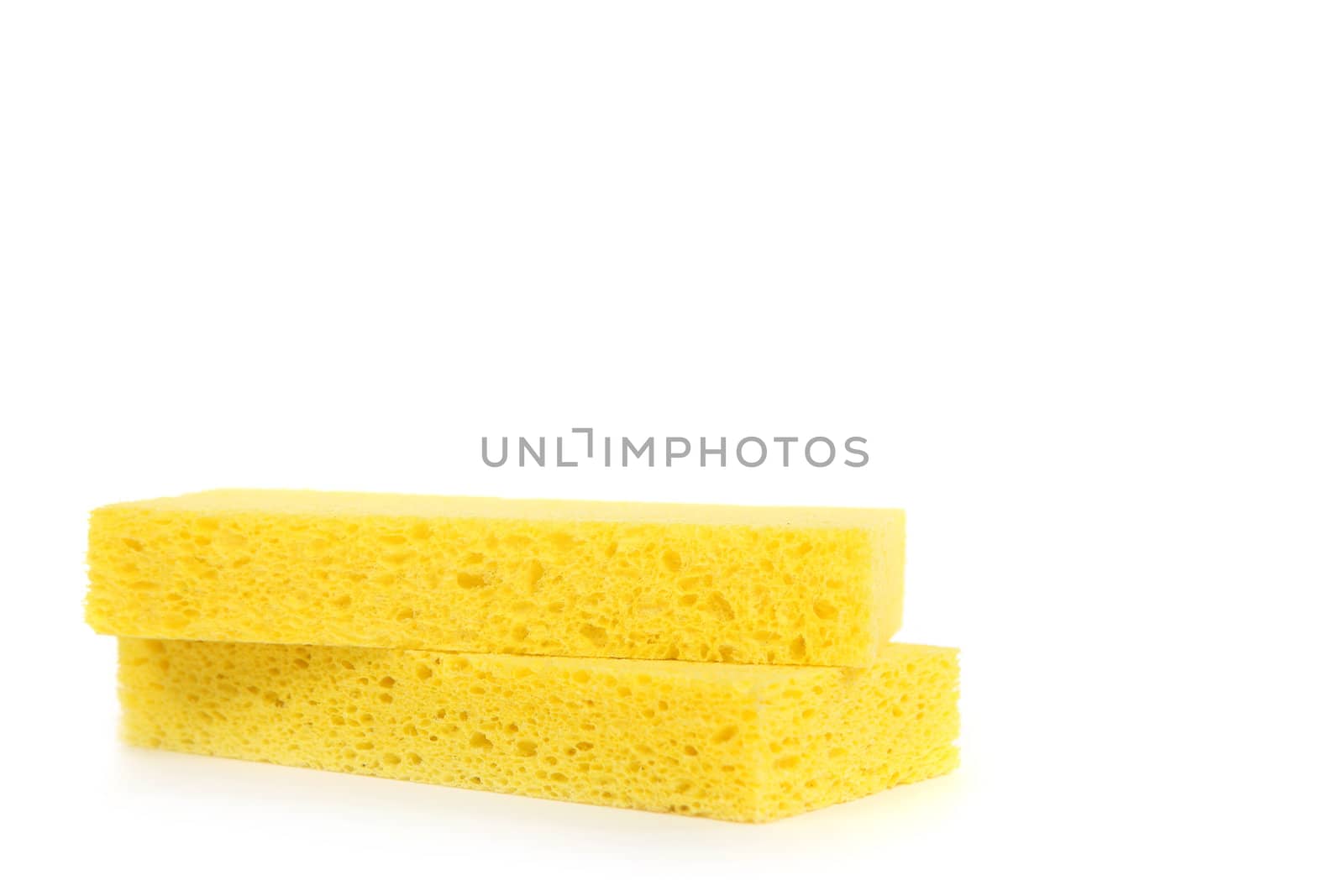 2 Yellow Sponges on White Background by tobkatrina