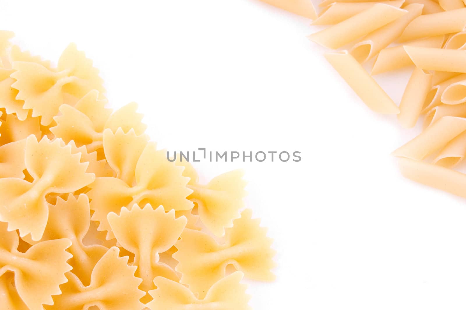 Some kinds of uncooked pasta background