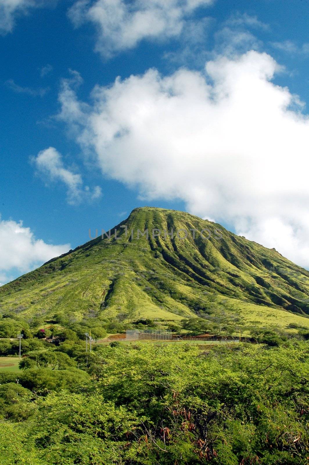 an isolated shot of Green Mountain in oahu Hawaii