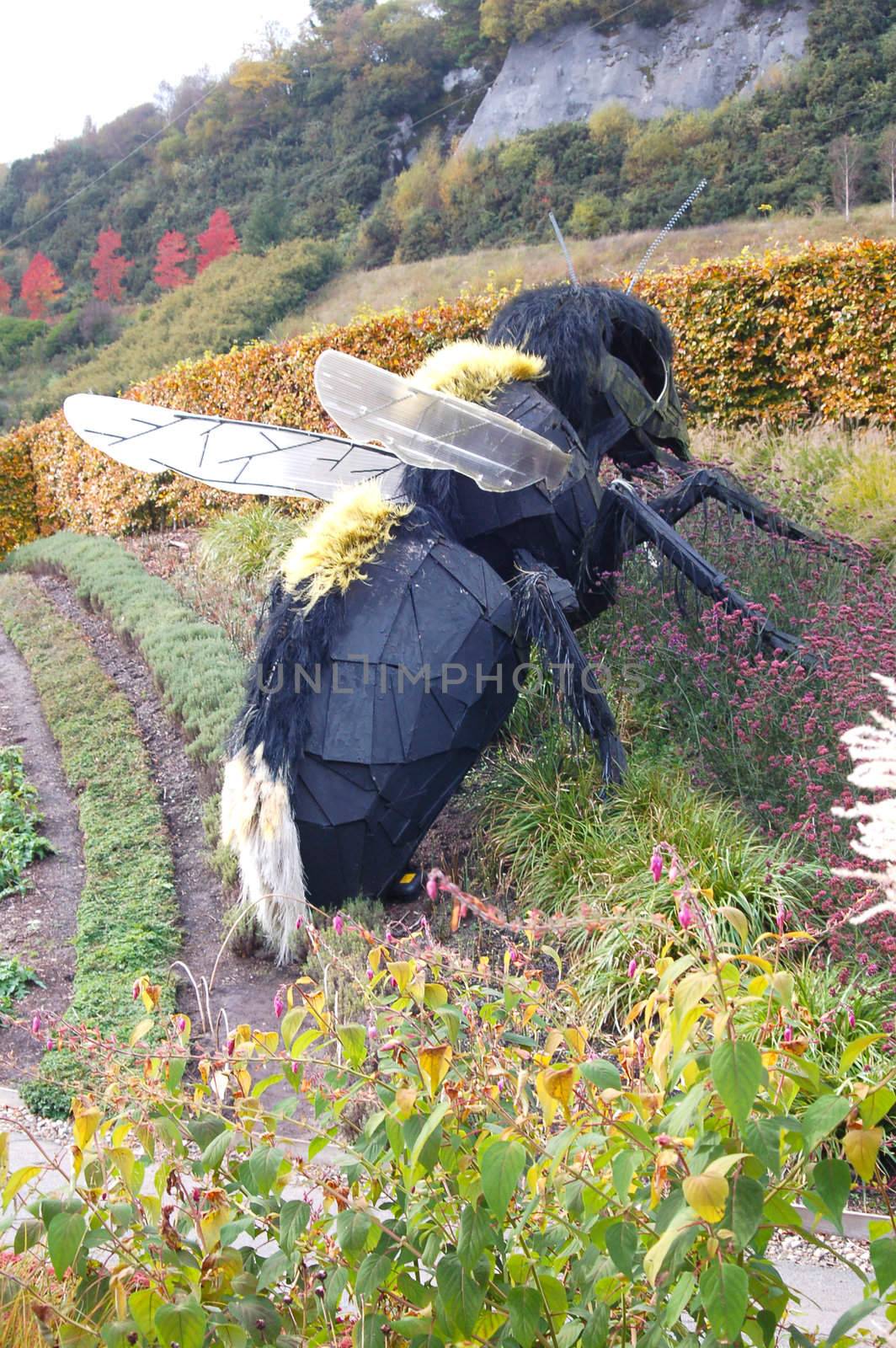 Giant Wasp Sculpture mad entirely of Recycled Materials