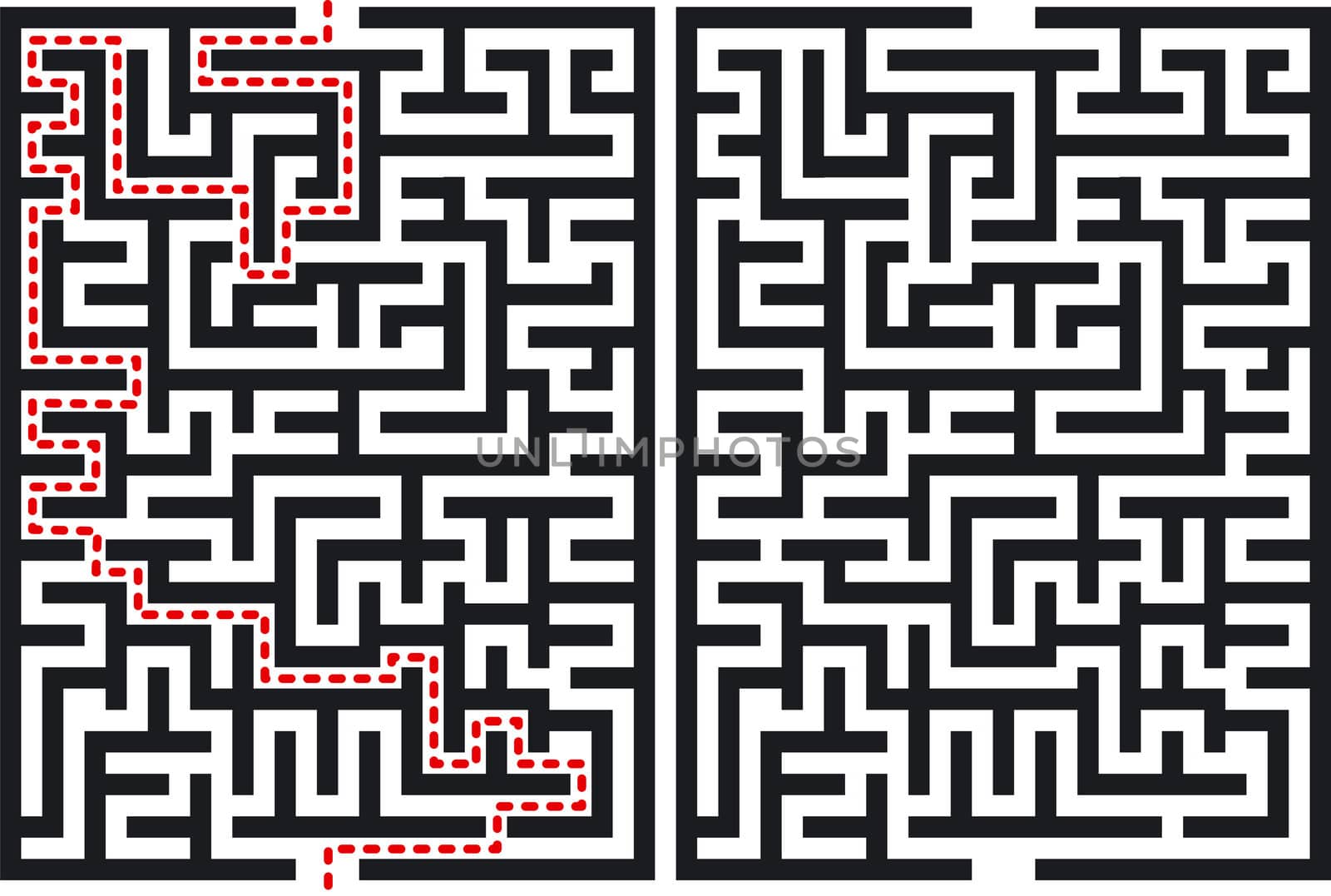 Labyrinth Maze. With and without solution.