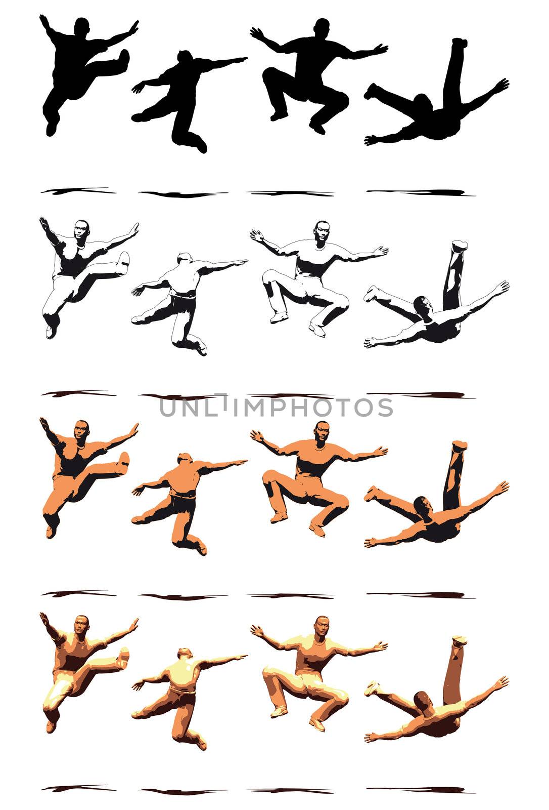 Dancer Jump silhouette various poses